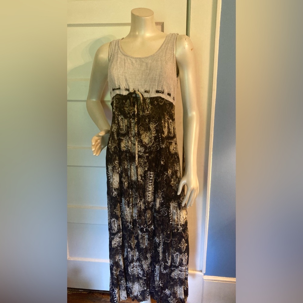🐴 Vintage 90s All That Jazz Boho Maxi Dress Empire Waist Cottagecore